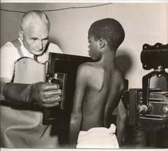 John Todd taking an xray, Chitambo, 1950s